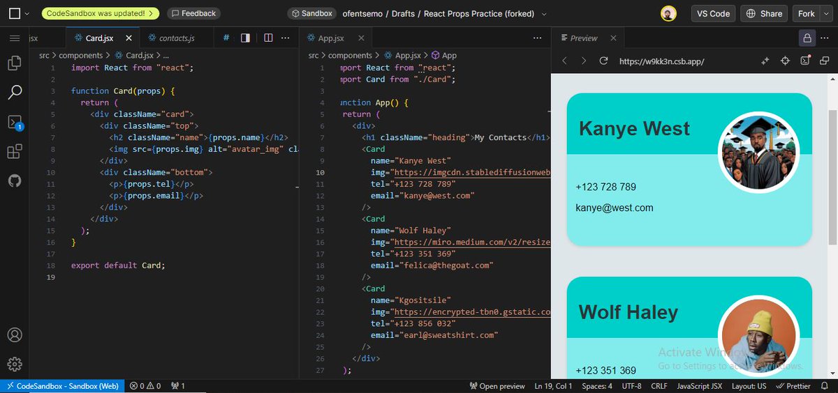hustler_s_uni's tweet image. React props + creativity = reusable, scalable UI!

Built this little contact app today and I’m feeling pumped to explore more React magic. 👨‍💻🧩#FrontendDevelopment #ReactLearning