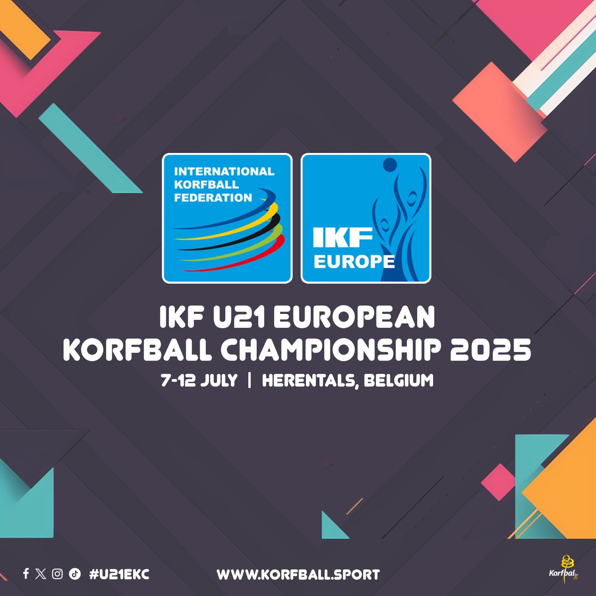 The dates &amp; host city for the 🏆 IKF U21 European Korfball Championship 2025 have been announced: from 7 to 12 July in Herentals, Belgium. 🇧🇪 #U21EKC <a href="/korfbalbe/">Korfbal.be</a> @ikfeurope

📰 Event info: korfball.sport/?p=40939

#korfball #TheMixedGenderSport #korfbal #corfebol #korfbol #corfbol
