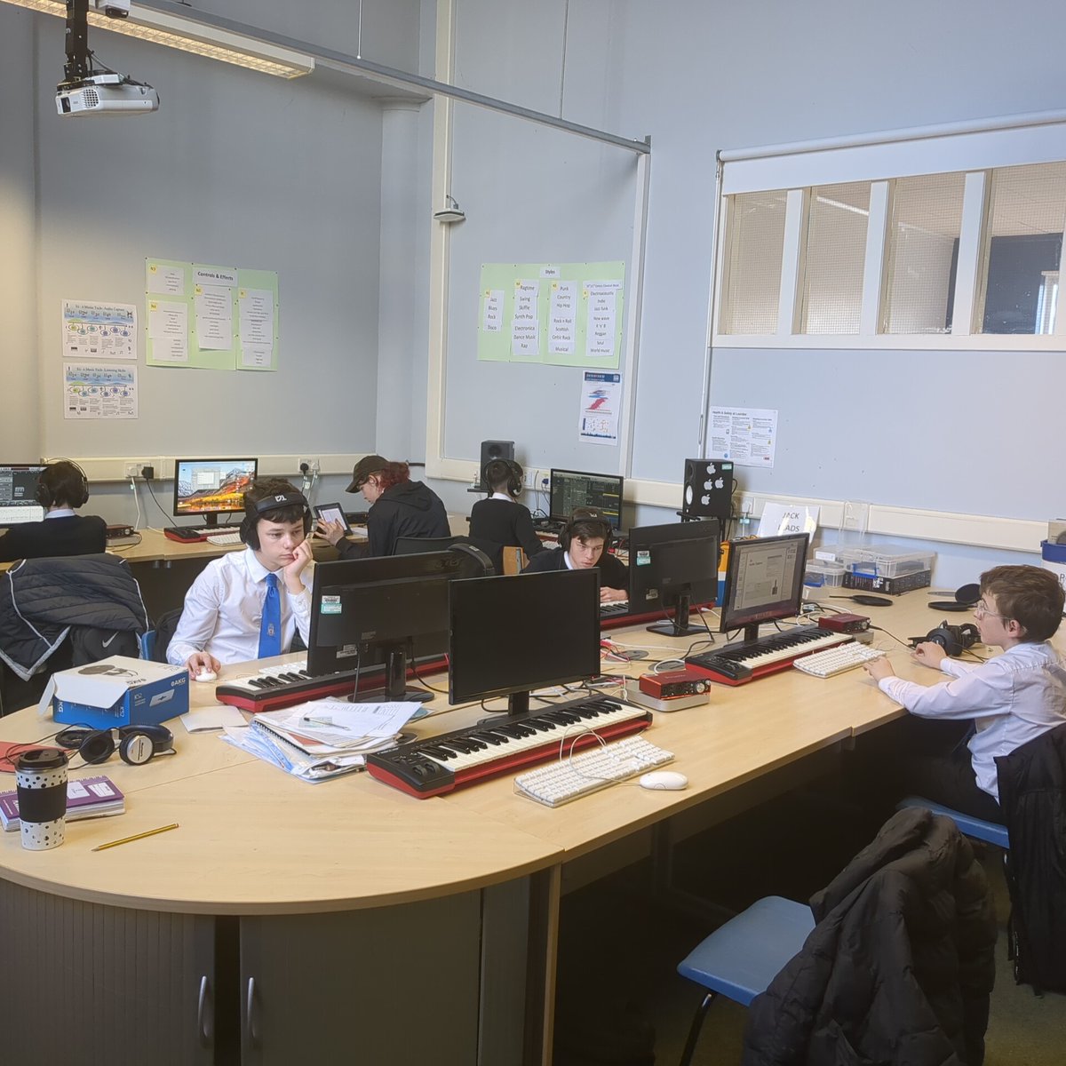 LourdesPerfArts's tweet photo. Our S4 music tech pupils working hard on their audiobook projects. Each pupil has recorded a children's book and are working hard to bring it to life with SFX, music and effects. Brilliant work everyone. #musictech #highstandards @LourdesSec #sqaprep https://t.co/g7fUtZQYzU