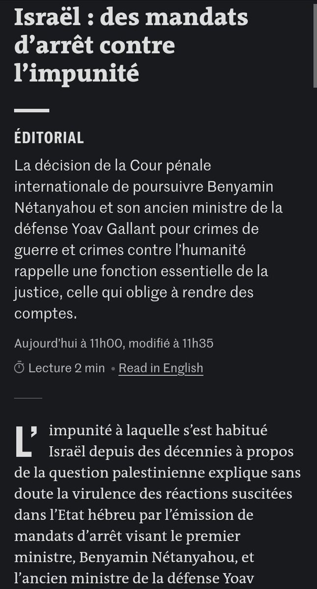 ledesertdureel's tweet photo. Le monde fait mine de se réveiller
"La surenchère des dénonciations visant la CPI ne rend guère service à ses auteurs, à commencer par la mise en cause absurde d’un antisémitisme supposé. Elle constitue en vérité une injure aux personnes victimes de cette forme abjecte de haine". https://t.co/YaT1yyg5hs