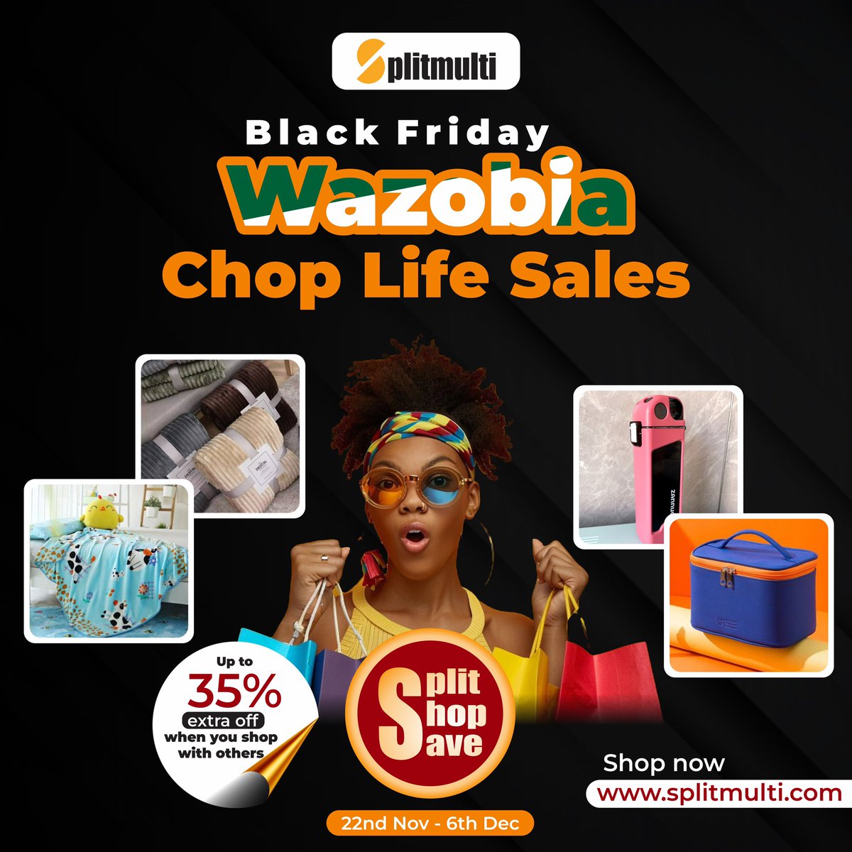 splitmulti_ng's tweet photo. Splitmulti's Wazobia Chop Life Sales is now live!πποΈποΈ
Enjoy saving up to 35% off your choice items when you shop Split products with others on Splitmulti.
Start shopping now at https://t.co/UpczFbXo1H
#blackfridaysales #shoppingdeals #saveandshop #splitmulti https://t.co/hQG6pDhfKA