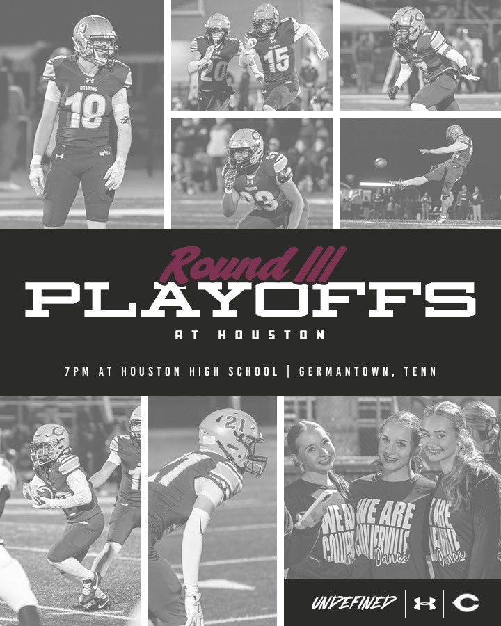 CHSDragonFB's tweet photo. DRAGON NATION ITS ROUND 3 TIME‼️ Uniform combo for tonight is White on Maroon bring the crazy🔥😤‼️ Check IG and Facebook stories for in game updates #UnDEFINED

🆚Houston High School
📍9755 Wolf River Blvd Germantown TN
🏟 Landers Stadium 
🎟️ https://t.co/ZoxFE9JtRO
⏰ 7PM https://t.co/Lvwv4XMtKh