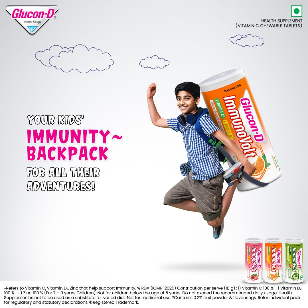 GluconDIndia's tweet image. Make the right choice for your little one by supporting their adventures with ImmunoVolt’s Yummunity! 💪🏼

#Immunovolt #ImmunityBooster #StrongerImmunity #Flavours #Orange #Strawberry #KacchaMango