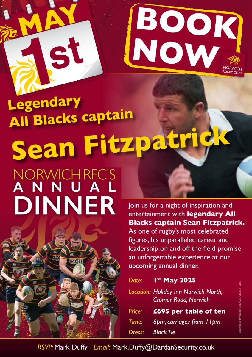 It's official. All Blacks legend Sean Fitzpatrick will be our guest speaker at the Annual Dinner on Thursday 1st May 2025. See you there.