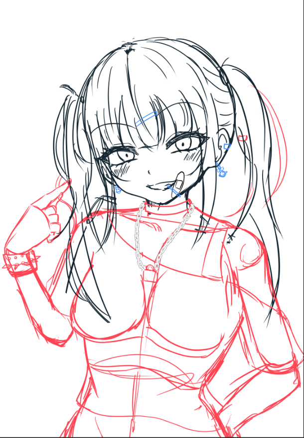 KaraZgmf's tweet photo. パンク系の女の子　大ラフ
落書きやけど顔かわいく描けた！ https://t.co/vdwxjpkRBL