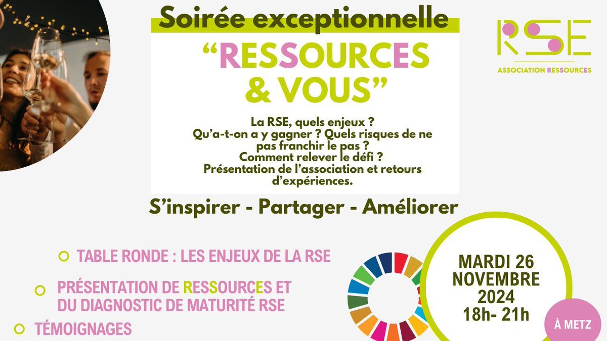 📣 [Actu Territoire] 📣

Soirée "RESSOURCES &amp; VOUS"✨
L'Association ResSourcEs organise une soirée spéciale pour s'inspirer, partager ses avancées !

Inscription 👉 buff.ly/495BmGA