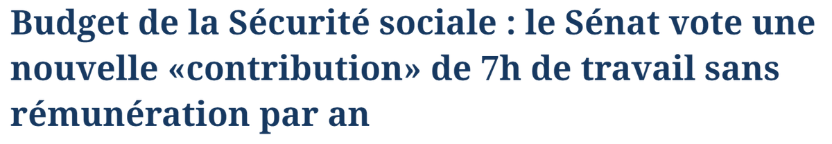 MathildeHignet's tweet photo. Les sénateurs de droite et du centre votent pour une journée de 7H de travail non payée pour tous les travailleur·euses ...

Les salariés vont travailler gratuitement pour continuer d'enrichir les plus riches !

Ils vivent sur une autre planète ! https://t.co/Ma8xwpYQXT