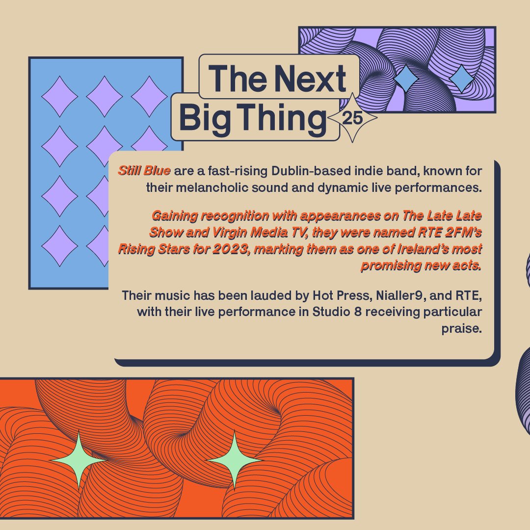 Get to know your FIRST headliner Still Blue! 🔵

The Next Big Thing is at Workman's Club, 22-24 January

Tix at the 🔗