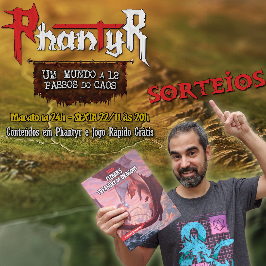Dia de maratona para arrecadar fundos para as artes do cenário de #phantyr 

Vários conteúdos sobre o cenário, jogo rápido gratuito com uma região, mecânicas e aventura completa, além de sorteios de  livros

Contamos com a sua presença ao vivo no youtube e na twitch às 20h