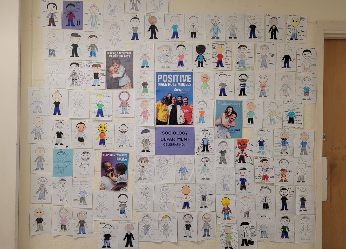 In addition to the work done by the Diversity Team around International Men's Day, our YR12 Ambassadors organised an activity for our Sociology students. They were asked to draw their male positive role models and write reasons why they are such a positive influence.