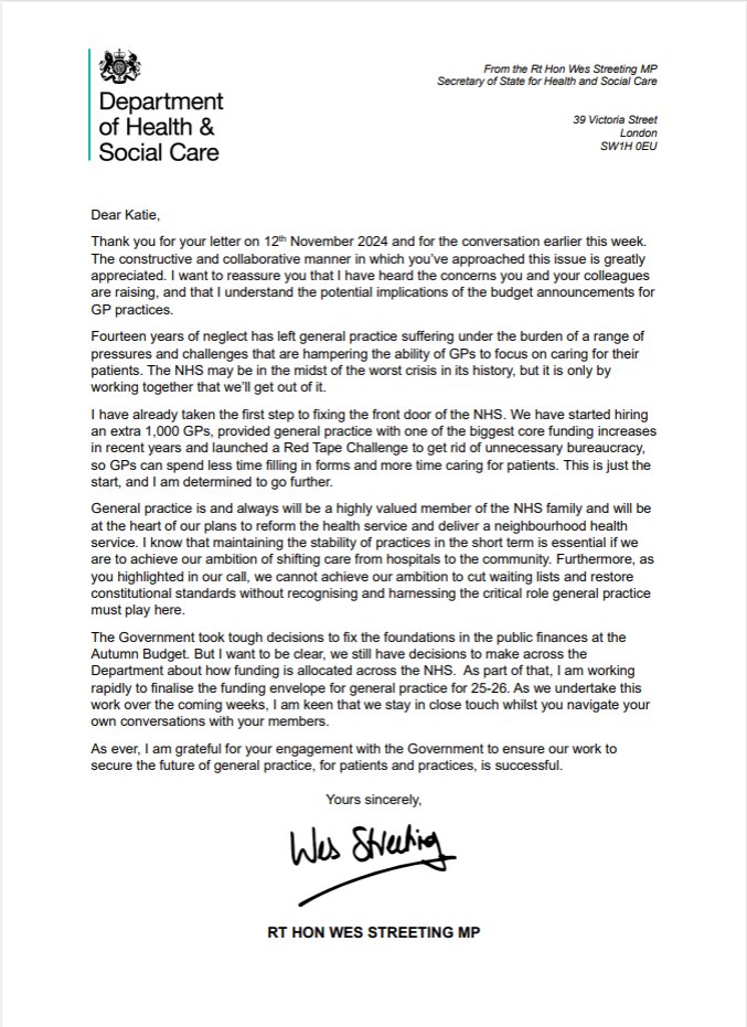 General Practice (@bma_gp) on Twitter photo "Mr Streeting recognises that we as GPs are so clearly the beating heart of the NHS family. We now need him to follow through and treat us as such"
<a href="/doctor_katie/">@DrKatie.BSky.Social</a> referencing <a href="/wesstreeting/">Wes Streeting</a>'s latest response to our ongoing NI concerns in her speech today at LMC conference 👇 "Mr Streeting recognises that we as GPs are so clearly the beating heart of the NHS family. We now need him to follow through and treat us as such"
<a href="/doctor_katie/">@DrKatie.BSky.Social</a> referencing <a href="/wesstreeting/">Wes Streeting</a>'s latest response to our ongoing NI concerns in her speech today at LMC conference 👇
