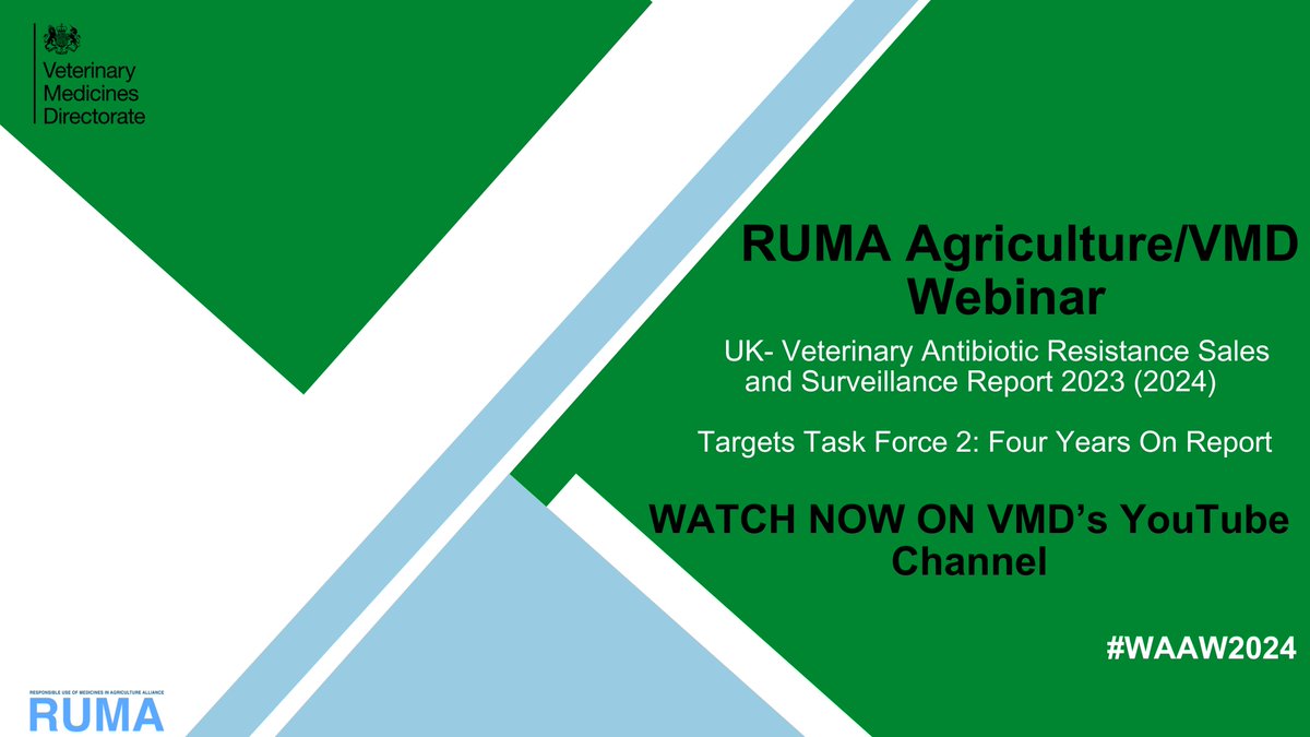 😞Missed the <a href="/RUMA_UK/">RUMA Alliance</a> &amp; <a href="/vmdgovuk/">VMD</a> 's webinar  on the new Targets Taskforce 2 Update &amp; UK-VARSS 2023 Reports?

😀Don't worry you can catch up right now on <a href="/vmdgovuk/">VMD</a> 's YouTube Channel👇

📺bit.ly/3CzBVMo
