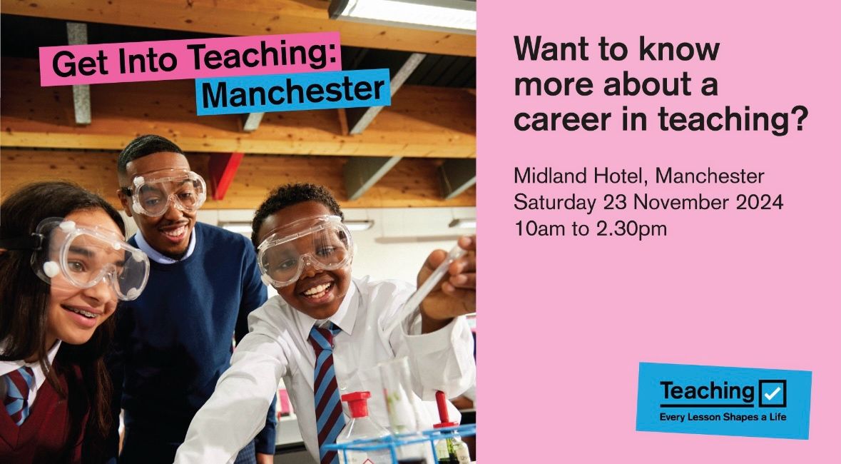 We will be attending the Train to Teach event in Manchester tomorrow! Come join us to learn how we can support your journey into teaching 👩‍🏫👨‍🏫

#TrainToTeach #GetIntoTeaching #PGCE