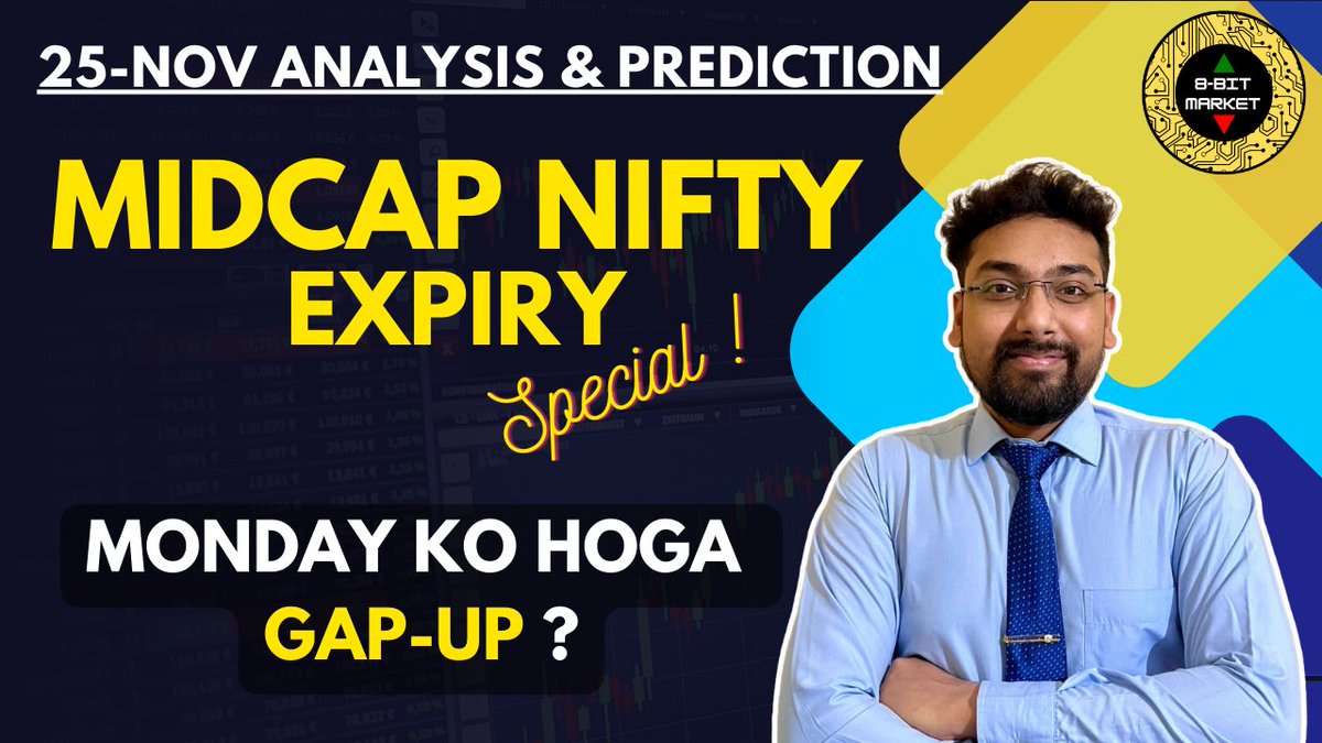 8bit_market's tweet image. #Midcapnifty Expiry 25 November 2024 | Midcap Nifty Monday Analysis &amp;amp; Prediction @Market8bit

#Midcap #midcapstocks #stockmarketcrash #Nifty #Nifty50 #StockMarket                 

 Watch Now: youtu.be/FqlobPfYjpY
