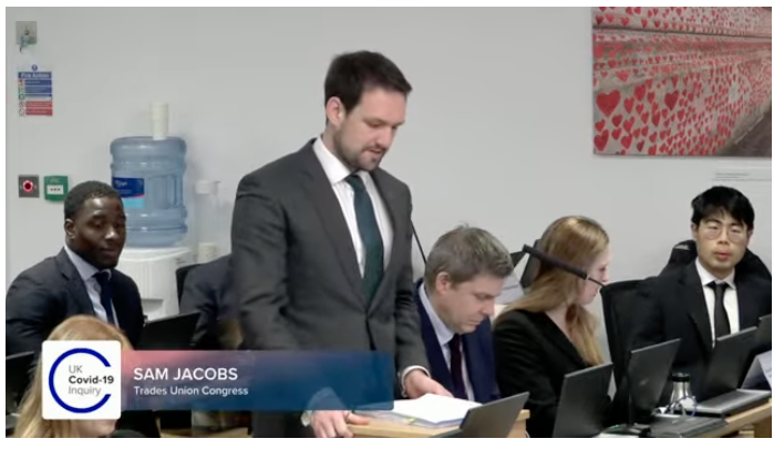 Thompsons Solicitors (@thompsonslaw) on Twitter photo Today at the #COVIDInquiry, barrister Sam Jacobs from <a href="/DoughtyStreet/">Doughty Street Chambers</a>, instructed by Thompsons on behalf of <a href="/The_TUC/">Trades Union Congress</a> questioned the former Health Minister Matt Hancock on critical issues of the government's response to the pandemic and the impact on workers: mandatory Today at the #COVIDInquiry, barrister Sam Jacobs from <a href="/DoughtyStreet/">Doughty Street Chambers</a>, instructed by Thompsons on behalf of <a href="/The_TUC/">Trades Union Congress</a> questioned the former Health Minister Matt Hancock on critical issues of the government's response to the pandemic and the impact on workers: mandatory
