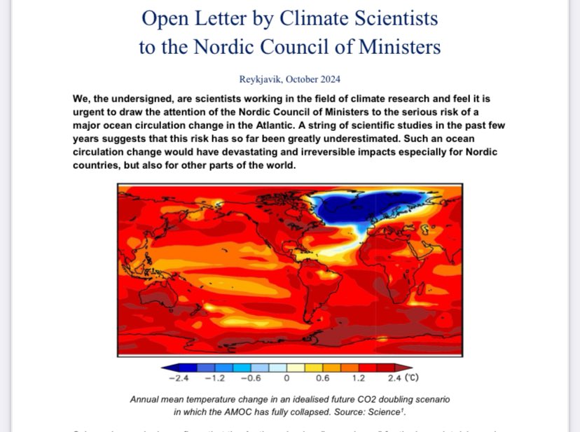 AMOC collapse is coming, &amp; scientists are screaming for our leaders to take action as if all our lives depend on it.

Because they absolutely do.

Yet I’ve never seen a journalist even mention this to a politician, indeed they hardly mention it at all.