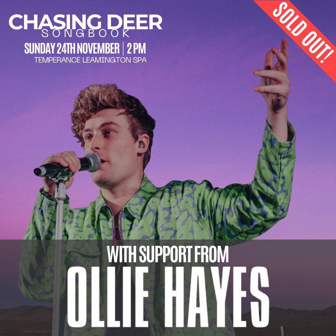 Chasing Deer (@chasingdeerband) on Twitter photo 📣 I’m SO happy to announce that <a href="/OllieHayesmusic/">Ollie Hayes</a> will be supporting the show <a href="/TemperanceCafe/">Temperance Cafe</a> Leamington Spa 🎸
Oh…. the show is also SOLD OUT! Thank you for all of your support! #leamingtonspa #warwickshire #whatsonwarwickshire #orignalmusic #newmusic 📣 I’m SO happy to announce that <a href="/OllieHayesmusic/">Ollie Hayes</a> will be supporting the show <a href="/TemperanceCafe/">Temperance Cafe</a> Leamington Spa 🎸
Oh…. the show is also SOLD OUT! Thank you for all of your support! #leamingtonspa #warwickshire #whatsonwarwickshire #orignalmusic #newmusic