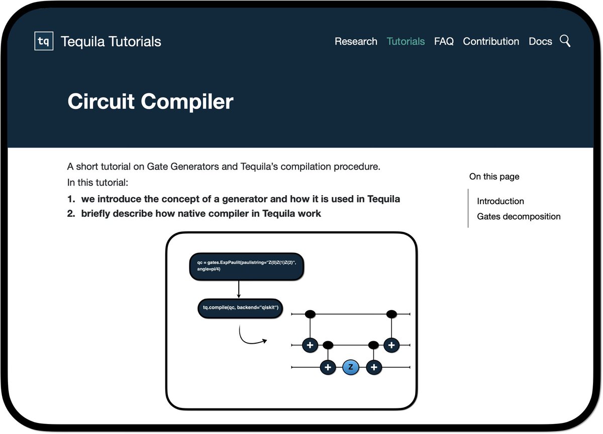 QLabAux's tweet photo. 🎉 Our Tequila Tutorial Documentation is live! 🚀 Dive into our collection of tutorials and discover the basics of Tequila. Start with:

1️⃣ Getting Started
2️⃣ Circuits
3️⃣ Circuit Compiler

Check it out and explore more: https://t.co/gP8ofq8a7v https://t.co/MoLd9CS0YE