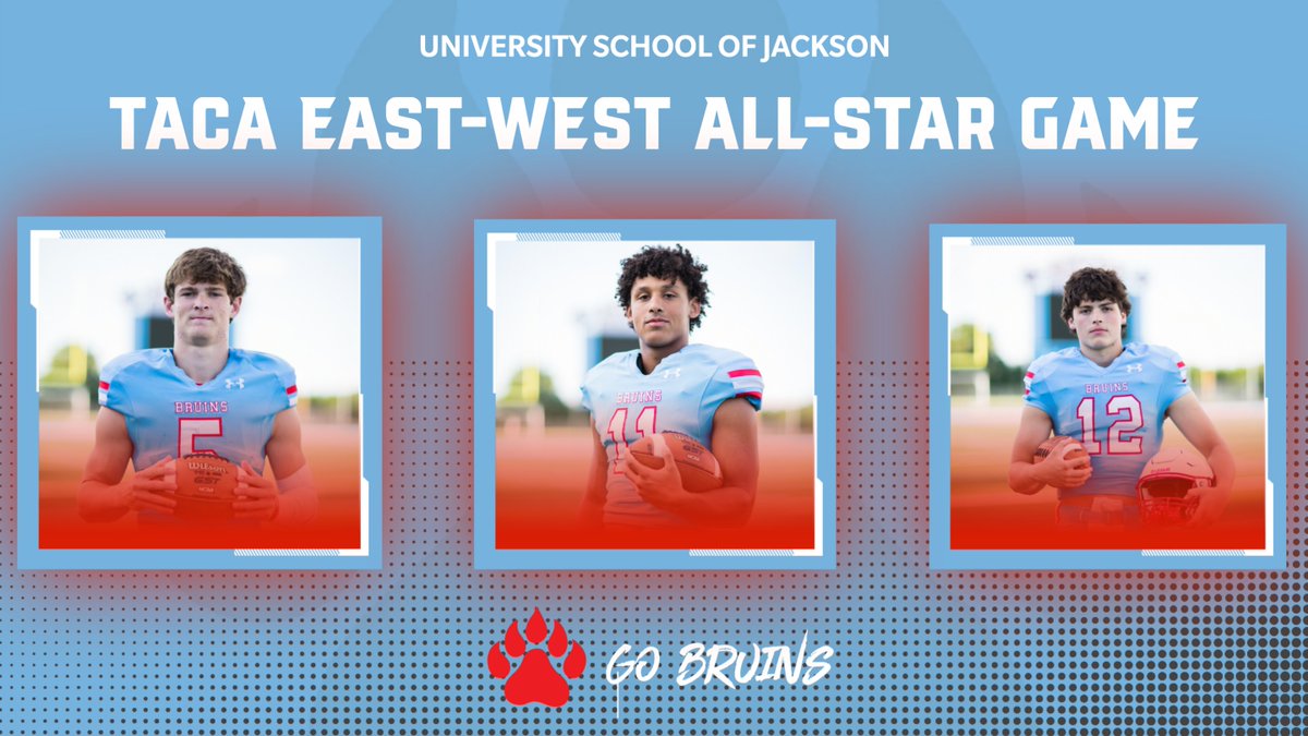 USJ Bruin Football (@usjbruinfb) on Twitter photo Congratulations to <a href="/NJSpencer7/">Noah Spencer</a> <a href="/Alexwallace731/">Alex Wallace</a> <a href="/MillsTerry14/">Mills Terry</a> for being selected to participated the in the TACA East-West All-Star game. We are very proud of and excited to watch the guys plays against the best in the state. All three are great representatives of our program! Congratulations to <a href="/NJSpencer7/">Noah Spencer</a> <a href="/Alexwallace731/">Alex Wallace</a> <a href="/MillsTerry14/">Mills Terry</a> for being selected to participated the in the TACA East-West All-Star game. We are very proud of and excited to watch the guys plays against the best in the state. All three are great representatives of our program!