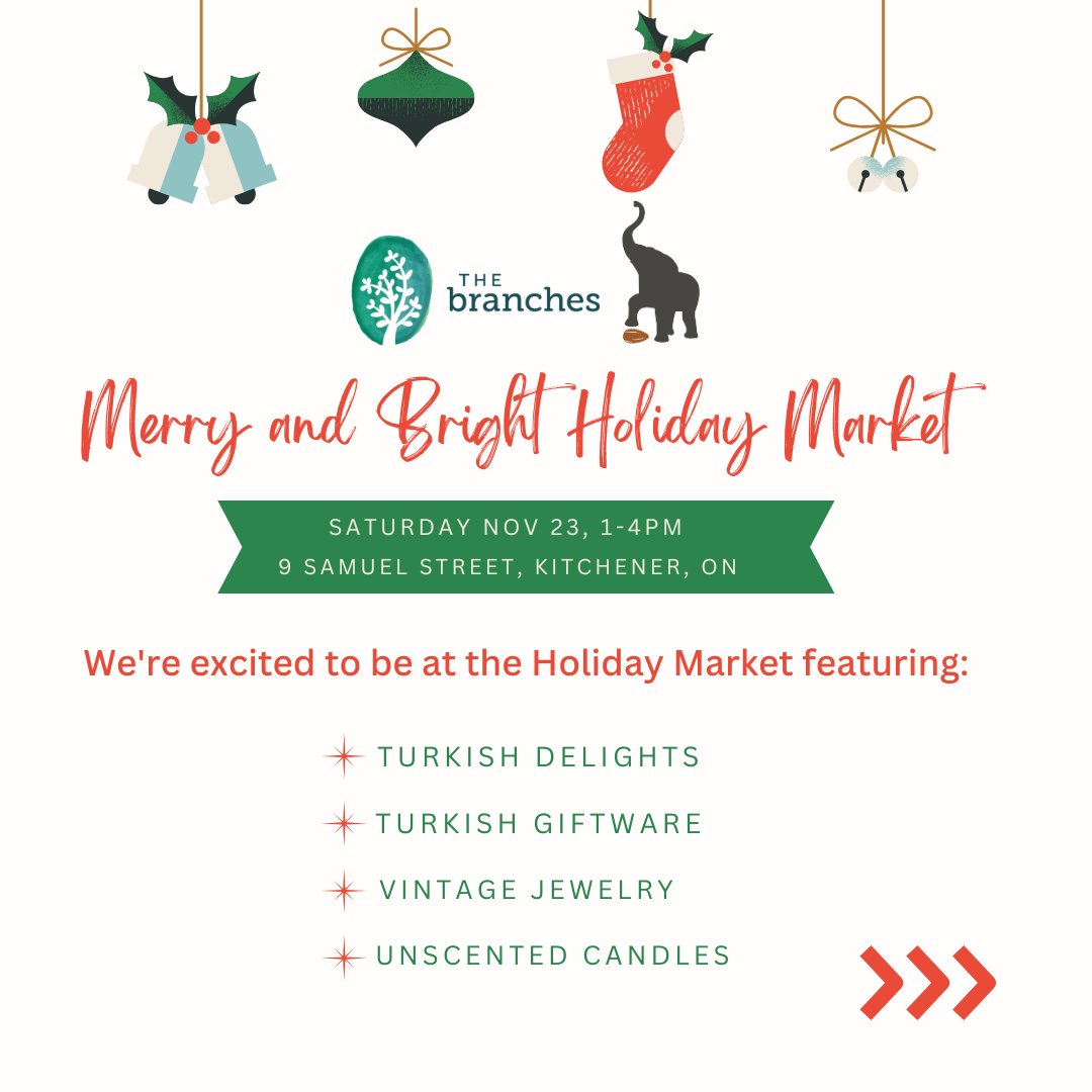 We’re so excited to be part of the Merry and Bright Holiday Market at Branches Yoga on Saturday, Nov 23rd, from 1–4 PM! 🎁 

Come visit!

#dtkw #Kitchener #LocalMarket #KitchenerFinds #GiftSeason #GiftSzn #HolidayGiftIdeas #HolidayGifts #CrushedAlmondKw #CABC #CrushedAlmondBakery