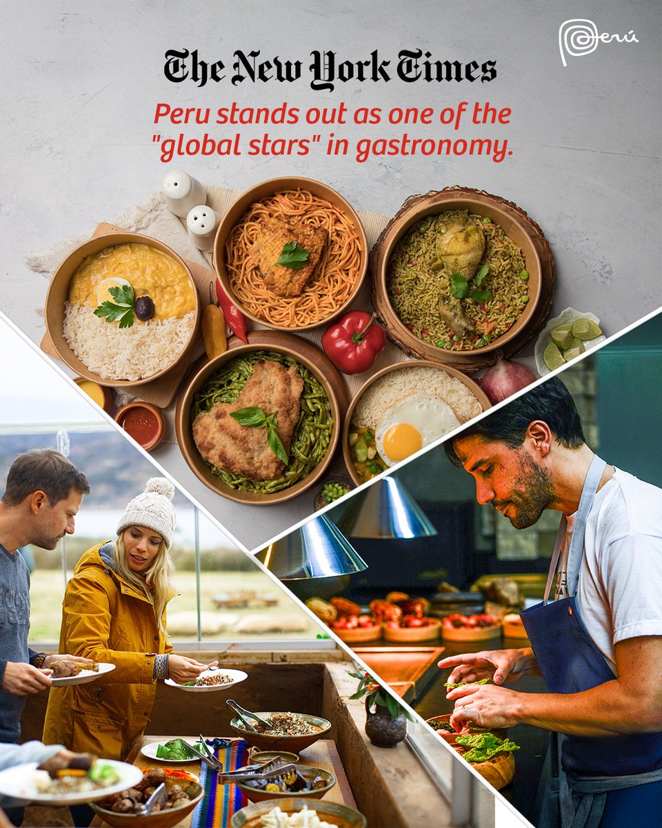 Peru, one of the "global stars" in gastronomy 🍽️🌟

The prestigious media The New York Times presented a report on the evolution and richness of Peruvian cuisine, ranked as one of the most exquisite in the world. Learn more about it here: n9.cl/nba21

#VisitPeru