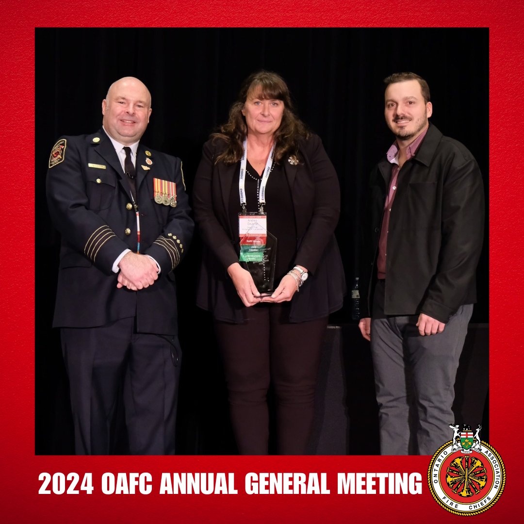 At yesterday's Awards the OAFC was pleased to present Deputy Chief Andrea DeJong with the Alf Stone Award. Congratulations Deputy Chief DeJong!