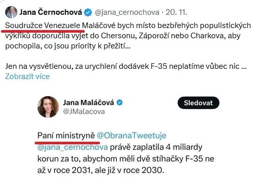 Rozdíl mezi slušnou političkou a buranskou političkou v jednom screenshotu.