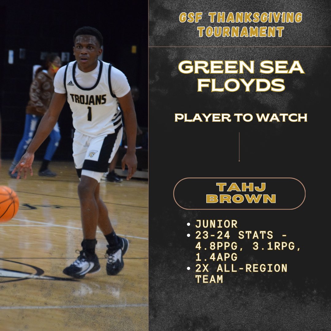 CoachJCaudill's tweet photo. Our annual GSF Thanksgiving Tournament starts tomorrow! Here are our players to watch in the other 2 games! 
-Marlboro Academy vs Aynor
-Antioch Christian vs Green Sea Floyds
@ben_milligan7 @MADragons @AynorMBB @tahjbrownn1 https://t.co/oSFWhHflqe