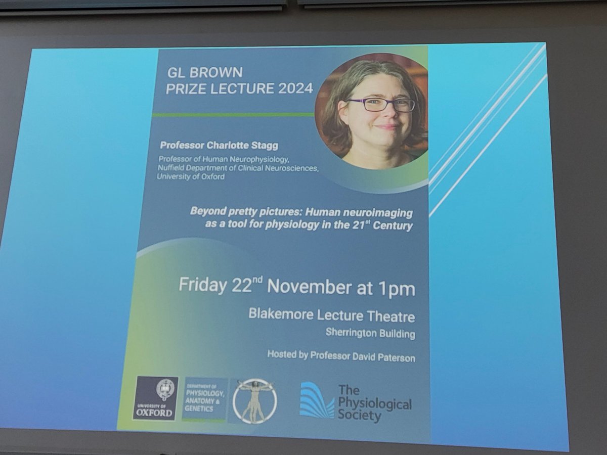 Melanie Fleming (@mels_science) on Twitter photo Super excited to be at the <a href="/ThePhySoc/">The Physiological Society</a> GL Brown prize lecture this afternoon to hear from <a href="/cjstagg/">Charlotte Stagg</a> .
@OxfordWIN <a href="/NDCNOxford/">Nuffield Department of Clinical Neurosciences</a> Super excited to be at the <a href="/ThePhySoc/">The Physiological Society</a> GL Brown prize lecture this afternoon to hear from <a href="/cjstagg/">Charlotte Stagg</a> .
@OxfordWIN <a href="/NDCNOxford/">Nuffield Department of Clinical Neurosciences</a>
