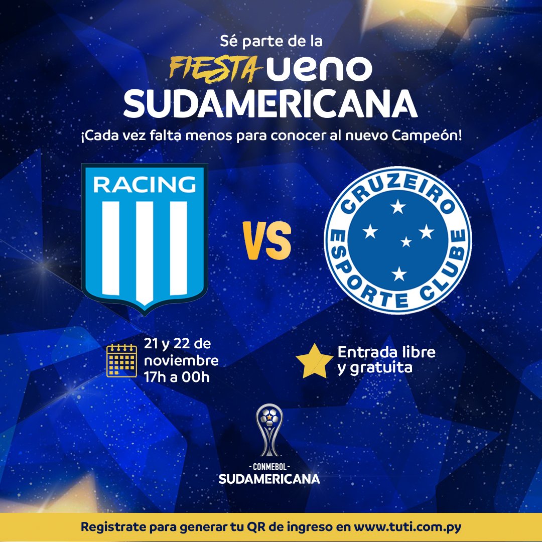 ⚽🔥¡Disfrutá con nosotros la emoción de los momentos previos y prepárate para conocer al gran campeón!
🎟️Hoy es el último día de la Fiesta ueno Sudamericana, gestiona tu entrada gratuita en tuti: fiestauenosudamericana.com.py