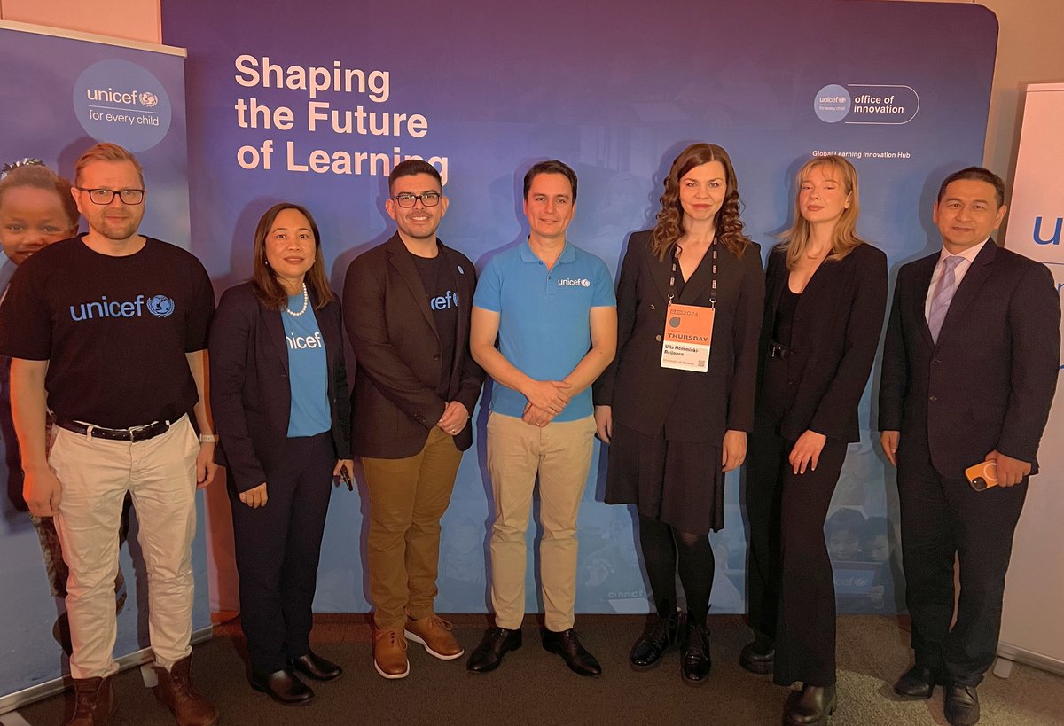 UNICEFinnovate's tweet photo. 📣@UNICEF  Launches EdTech for Good Initiative at @SlushHQ 2024 
 
In a major step forward, the UNICEF Global Learning Innovation Hub, part of @UNICEFinnovate, proudly unveiled the beta versions of 2 transformative educational resources this week at Slush 2024. The "EdTech for Good Framework" and "The Learning Cabinet" were introduced at a SLUSH side-event in Helsinki as part of UNICEF’s and its partners EdTech for Good initiative. 
 
✨ Key Introductions: 
The EdTech for Good Framework: Ensures EdTech solutions are safe, inclusive, and impactful. 
The Learning Cabinet: A discovery platform that showcases curated EdTech solutions using the EdTech for Good Framework. 
 
🎤 Key Event Highlights Included: 
A deep dive by @FrankvCappelle into the transformative potential of these assets. 
Insightful discussions on safety, inclusivity, and impact in EdTech, led by experts. 
Engaging dialogue on how these assets can be leveraged for EdTech innovators, investors and the broader education community. 
 
📊 The Framework’s Five Pillars: 
Safety First: Does the solution protect children’s data and provide a secure, transparent space for learning? 
Impact on Learning: Does it have evidence that the tool improves learning outcomes? 
Designed for Children: Is it intuitive and have strong pedagogical foundations? 
Ready to Reach All: Is it built to bridge the digital divide? 
Leave No One Behind: Is it based on principles of equity and inclusivity? 
 
A huge shoutout to our panelists for a robust conversation on advancing EdTech 👏 
 
Gian Marco Iodice from @Arm, Jeffrey Jian Xu from the @ADB_HQ, Ulla Hemminki-Reijonen from @helsinkiuni, Carlos Ferrari and Leotes Lugo Helin from the UNICEF Global Learning Innovation Hub, and Maria Palmu from @edu_EEF, Finnish National Agency for Education. 
 
We also thank our partners who made the development of the EdTech for Good Framework and the Learning Cabinet possible, in particular @Ulkoministerio, Arm and ADB, and all the experts who contributed to developing the Framework. 
 
🔗 Visit our Learning Cabinet website to explore the beta versions and add your insights to refine these essential assets further 👉https://t.co/c10ZqBXusV 
 
#EdTechForGood #LearningCabinet #Slush2024 #EducationForAll