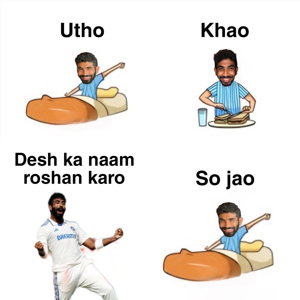 Daily schedule of Jasprit Bumrah 

#INDvsAUS
#INDvsAUS