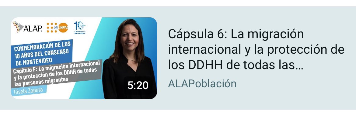 giselazapata's tweet image. Con el XI Congreso de @ALAP_LA llegando, rescaté esta cápsula que grabé sobre la implementación del capítulo sobre “migración internacional y protección de DDHH de personas migrantes” en #latam del Consenso de Montevideo. 

Research @Cedeplar 
lac.unfpa.org/es/publication…