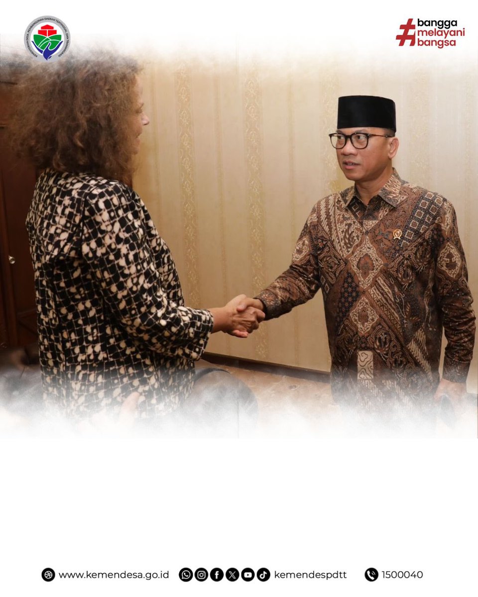 kemendespdt's tweet photo. #SobatDesa, Kemendes PDT terus mengajak K/L untuk berkolaborasi dalam mendukung program prioritas Presiden Prabowo. 

Kali ini Mendes Yandri mengajak Bank Dunia utk mendukung program prioritas Presiden Prabowo: swasembada pangan, energi, air, makan siang bergizi, dan hilirisasi. https://t.co/PQhBlBJXgI