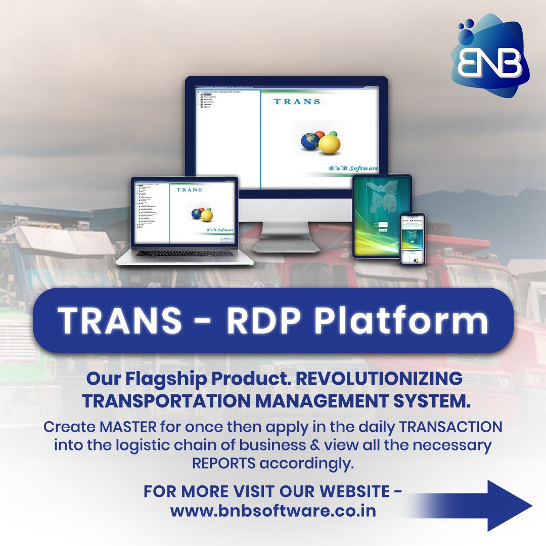 bnbsoftware1's tweet image. Introducing TRANS, our flagship software designed to revolutionize logistics and transportation management with a robust set of features.

#software #TransportSoftware #transport #TransportSolutions #logistics #logisticssolutions #LogisticsSoftware