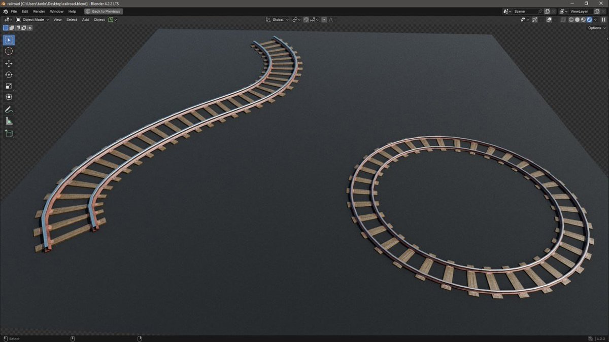 Tankred_Daeron's tweet image. Procedural customizable railroad tracks via modifiers. More info in the comment section below.

#blender3D #3D #ProceduralMaterial #Procedural #b3d