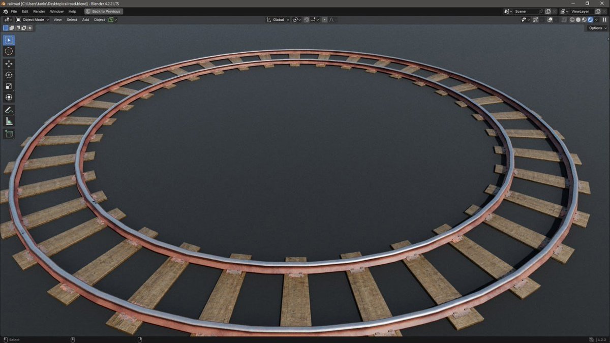 Tankred_Daeron's tweet image. Procedural customizable railroad tracks via modifiers. More info in the comment section below.

#blender3D #3D #ProceduralMaterial #Procedural #b3d
