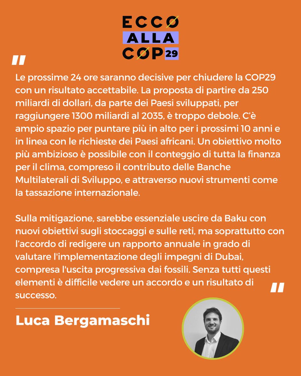 🔔 La Presidenza della #COP29 ha da poco pubblicato nuove bozze di testo sull’#NCQG

I volumi di finanza per il clima contenuti nel testo sono ancora lontani perché si possa arrivare a un risultato accettabile, e ci sono mancanze anche sugli obiettivi di mitigazione

<a href="/lucaberga/">Luca Bergamaschi</a>
