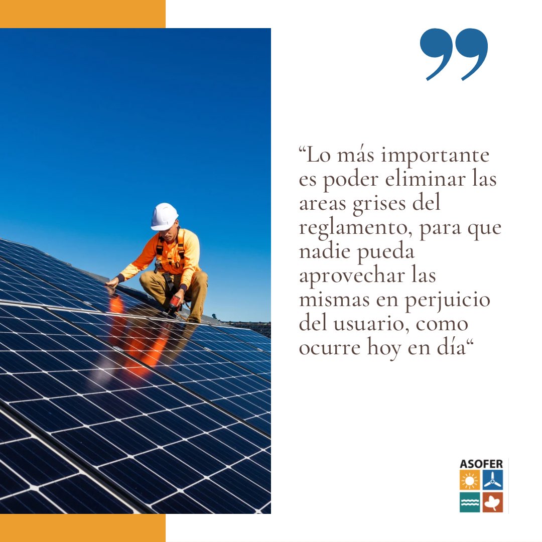ASOFER solicita a la SIE modificaciones claves al Reglamento de generación distribuida para fomentar el uso de energías renovables.

Por un reglamento que regule para todos.

Juntos llegamos más lejos!
