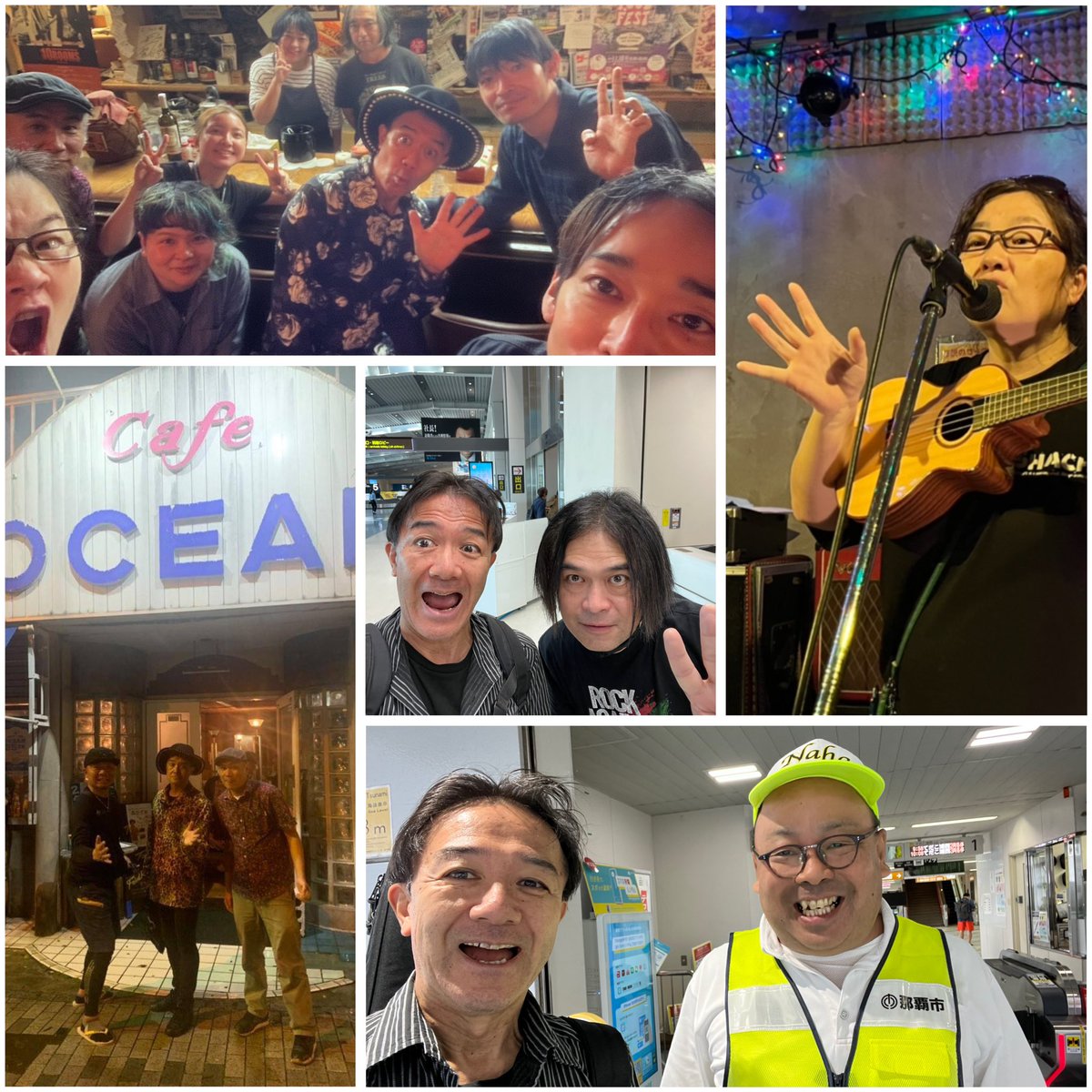 kawuo01's tweet photo. 沖縄ライブ報告⑥
①で紹介したように素晴らしい協力者のおかげで今回のライブが実現できました。また教師になってすぐ担任をしたA君（沖縄在住）と話もできて39年前の答え合わせができました。大阪から駆けつけてくださった皆さんにも感謝しかない。最後に空港で中川敬と会ったのも初ライブハ（続く） https://t.co/dmRGMMgVwe