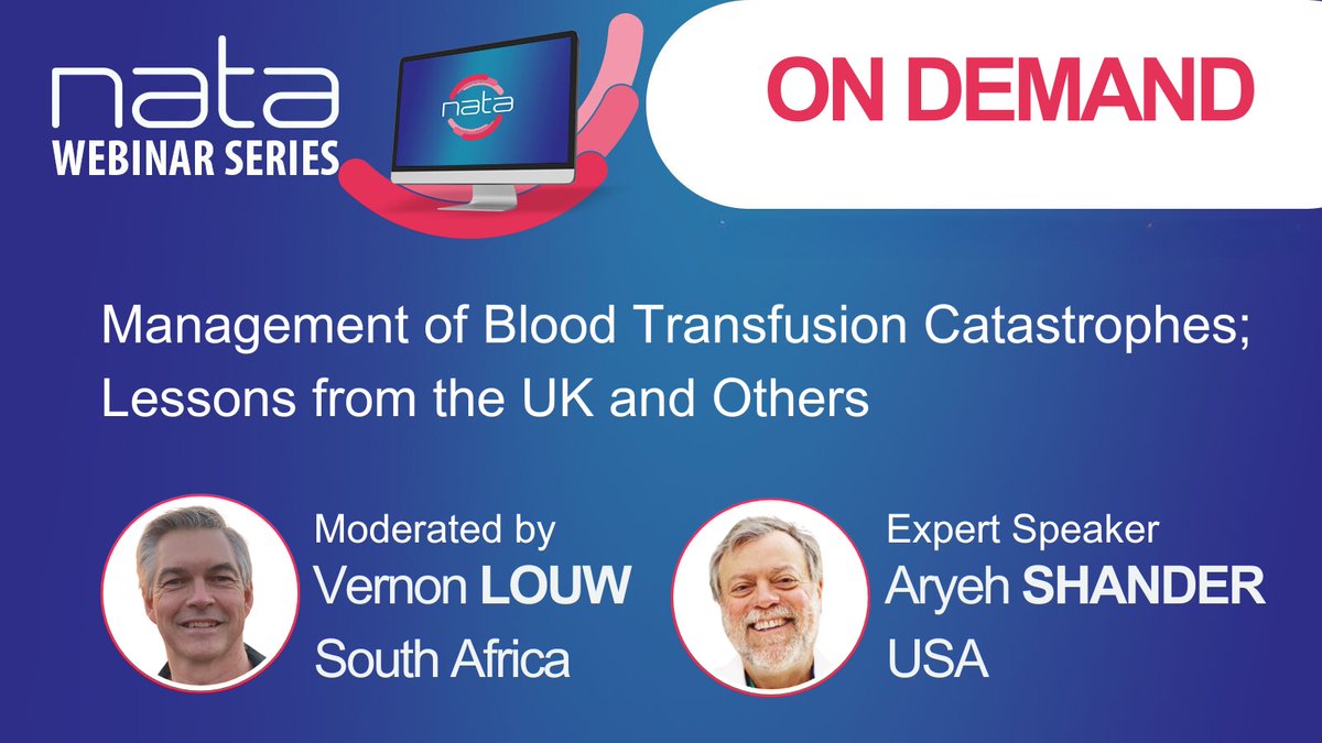 NATA (@nataforum) on Twitter photo Yesterday, Prof Aryeh Shander delivered an insightful and thought provoking talk on managing blood #transfusion catastrophes.
Don't miss the opportunity to rewatch this session and explore all NATA webinars nataonline.com/monthly-live-w…
#PBM #bloodbankers
<a href="/VernonLouwMedEd/">Vernon Louw</a> Yesterday, Prof Aryeh Shander delivered an insightful and thought provoking talk on managing blood #transfusion catastrophes.
Don't miss the opportunity to rewatch this session and explore all NATA webinars nataonline.com/monthly-live-w…
#PBM #bloodbankers
<a href="/VernonLouwMedEd/">Vernon Louw</a>