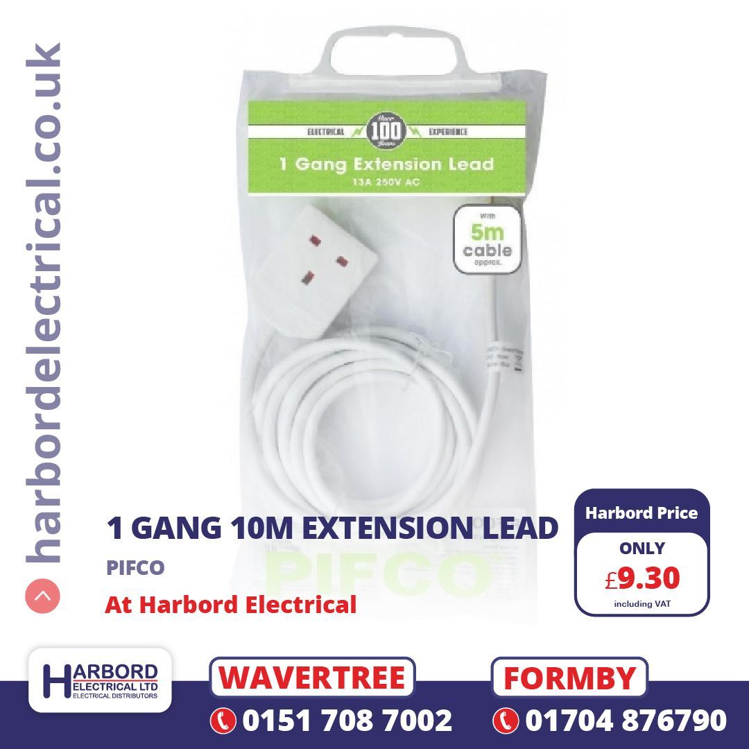HarbordLtd's tweet image. 1 GANG 10M EXTENSION LEAD, PIFCO

13a 250v Ac
Comes With Approximately 10 Metres Of Cable
Plug Fitted
Colour: White

buff.ly/3yWoyo3

#Electrical #PowerExtension #CostEffective #TradePrices