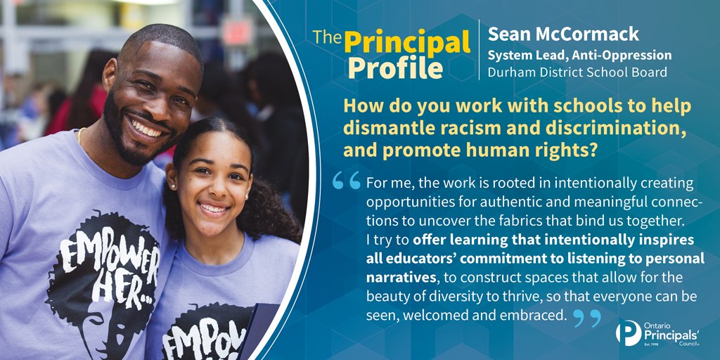Ontario Principals' Council (@opcouncil) on Twitter photo How do schools help dismantle racism and discrimination? Meet our next Principal Profile, Sean McCormack from <a href="/DDSBSchools/">Durham District School Board (DDSB)</a> #OPCLeadLearn How do schools help dismantle racism and discrimination? Meet our next Principal Profile, Sean McCormack from <a href="/DDSBSchools/">Durham District School Board (DDSB)</a> #OPCLeadLearn