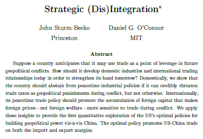 🚨 I'm on the market! Time for a JMP🧵for #Econtwitter!
Recent years have seen a rise in economic policies with geopolitical aims. Pipeline partnerships, reshoring / friend-shoring, CHIPS Act, AI embargoes... When are such policies warranted? How should they be designed? 🤔 [1/N]