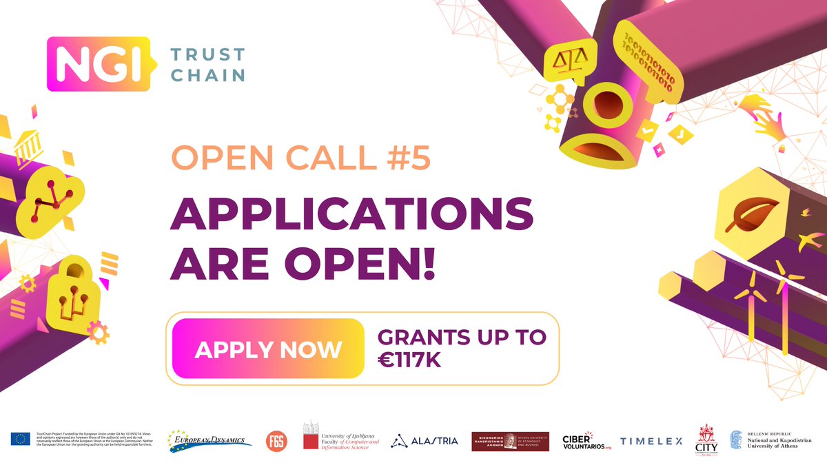 NGI4eu (@ngi4eu) on Twitter photo 🌿<a href="/NGI_TRUSTCHAIN/">TrustChain</a> Open Call #5 is open for projects advancing Green, Scalable, and Sustainable DLTs.
Apply by 15 Jan 2025 for up to €117K equity-free funding, mentorship & more.
🔗 Learn more & apply here: trustchain.ngi.eu/apply/
#TrustChain #DLT #EcoInnovation 🌿<a href="/NGI_TRUSTCHAIN/">TrustChain</a> Open Call #5 is open for projects advancing Green, Scalable, and Sustainable DLTs.
Apply by 15 Jan 2025 for up to €117K equity-free funding, mentorship & more.
🔗 Learn more & apply here: trustchain.ngi.eu/apply/
#TrustChain #DLT #EcoInnovation