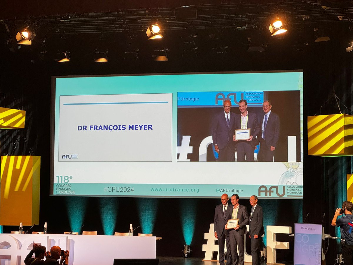 Jean-Nicolas Cornu (@jncornu) on Twitter photo Congratulations !!!
Award for Francois Meyer at #CFU24
Récompense pour la qualité de la communication d’un membre éminent du @Curopf <a href="/BPeyronnet/">Benoît Peyronnet</a>
Bravo et merci <a href="/AFUrologie/">Association Française d'Urologie - AFU</a> <a href="/afufuro/">AFUF</a>
Et vive l’urologie fonctionnelle Congratulations !!!
Award for Francois Meyer at #CFU24
Récompense pour la qualité de la communication d’un membre éminent du @Curopf <a href="/BPeyronnet/">Benoît Peyronnet</a>
Bravo et merci <a href="/AFUrologie/">Association Française d'Urologie - AFU</a> <a href="/afufuro/">AFUF</a>
Et vive l’urologie fonctionnelle
