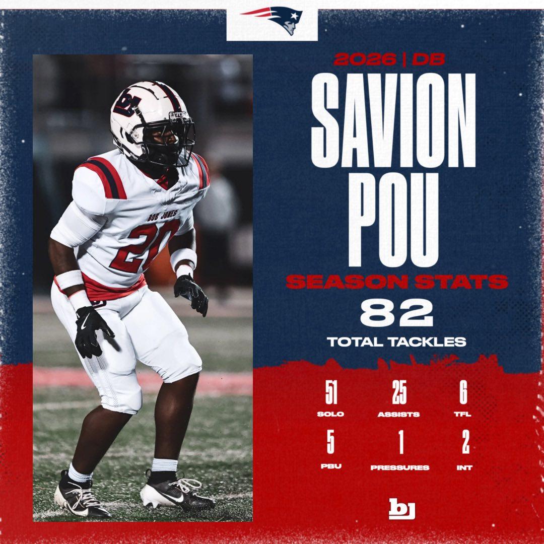 Saviondpou (@saviondpou20) on Twitter photo I had a great season this year. Thank you, coaches and <a href="/BJHS_Football/">Bob Jones Football</a> <a href="/BJRecruiting/">Bob Jones High School Football Recruiting</a> <a href="/CoachUlassin/">Nick Ulassin</a> I had a great season this year. Thank you, coaches and <a href="/BJHS_Football/">Bob Jones Football</a> <a href="/BJRecruiting/">Bob Jones High School Football Recruiting</a> <a href="/CoachUlassin/">Nick Ulassin</a>