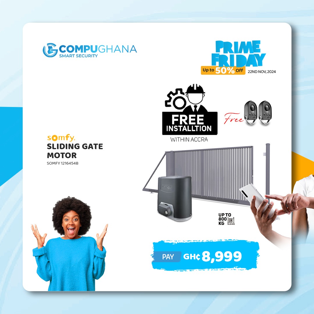 CompuGhanaLTD's tweet image. Prime Friday deals are here. Enjoy exclusive discounts, Prime savings, and awesome surprises on Somfy Sliding and Swing Gate Motors this Prime Friday. Call: 0302 752 020 / WhatsApp: 0243 143 143.
#Somfy #GateAutomation #smarthomesolutions #Convenience #Security #businesssolutions
