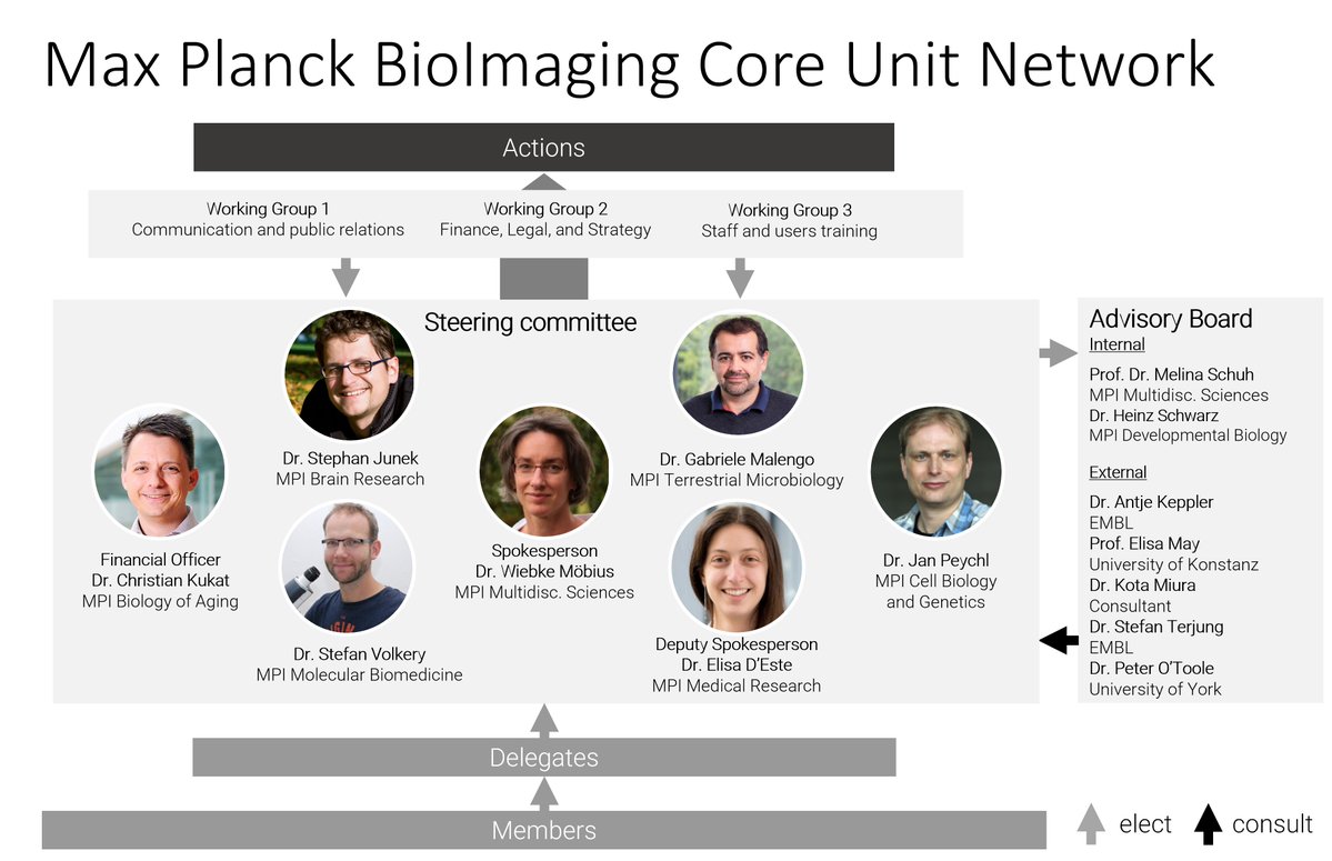 MPBioImagingNet's tweet image. 🎉Thrilled to announce our new Steering Board, elected at our GA in #Göttingen last month! Big thanks to Aarun Sampathkumar for his long work as Deputy Spokesperson for our #network and welcome back @ElisaDEste! 👏