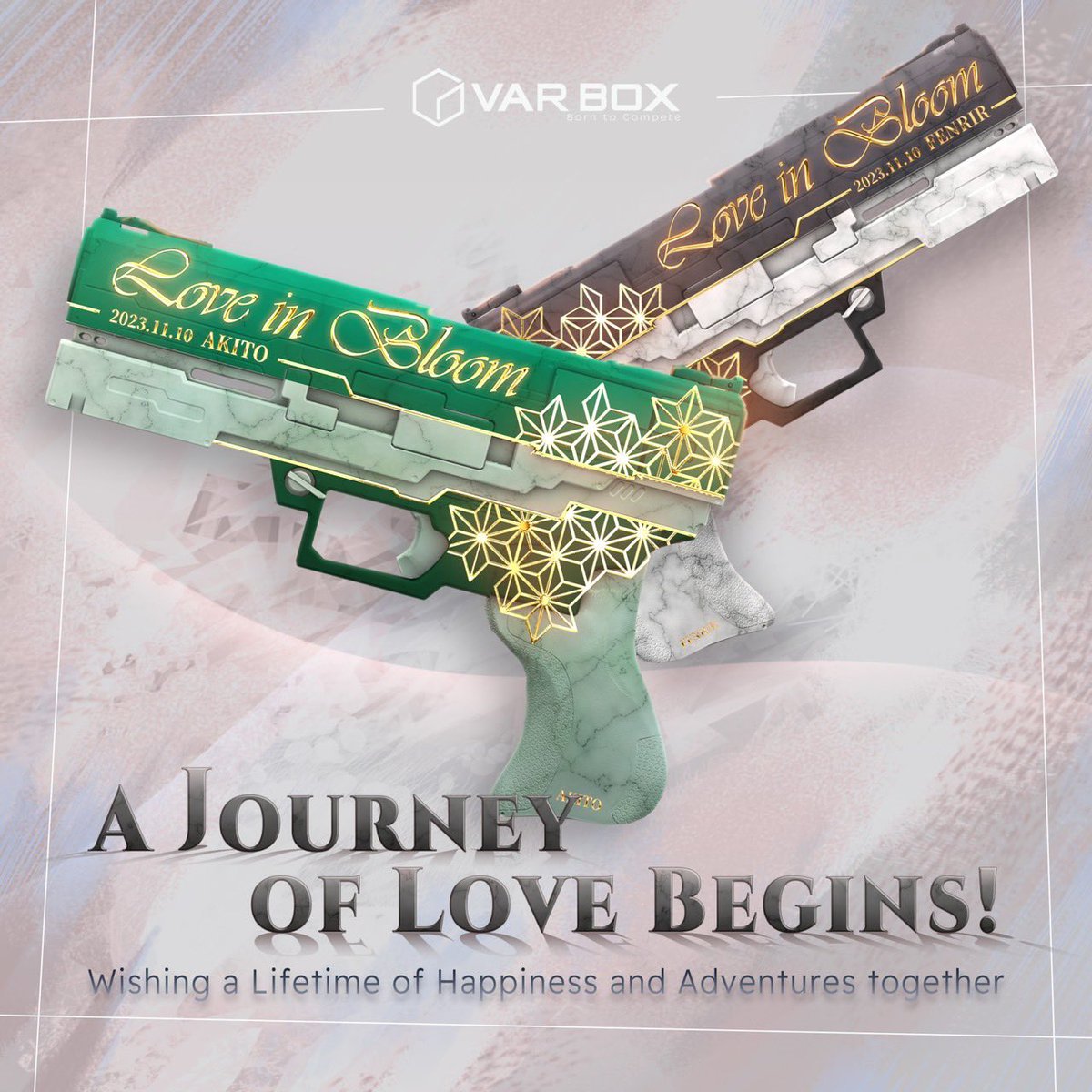 MASKEDGUNNER's tweet image. #いい夫婦の日 ってことで思い出すのは……

#VARBOX の運営から結婚祝いとして専用のガンスキンが実装&amp;amp;プレゼントされたことかな……

推しのゲームに自分達の名前が入ったガンスキンが実装されるの…冷静に考えても凄いことだとなぁと思う……

#VARBOX婚 は…伊達じゃない……